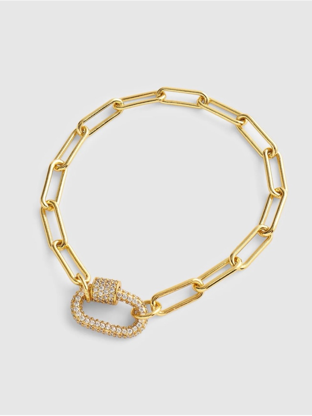 Madewell Gold Paperclip Chain Bracelet with Pave Crystal Clasp